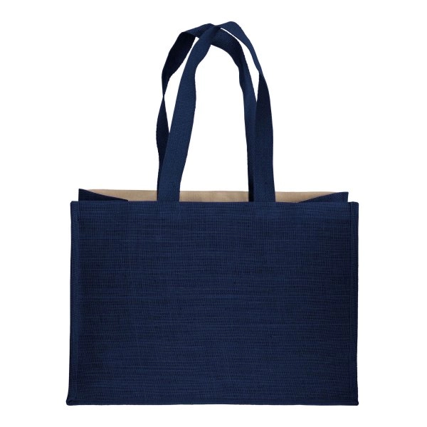 Immagine Shopper in cotone 280 g/m2 con soffietto dettagli in juta, manici lunghi
