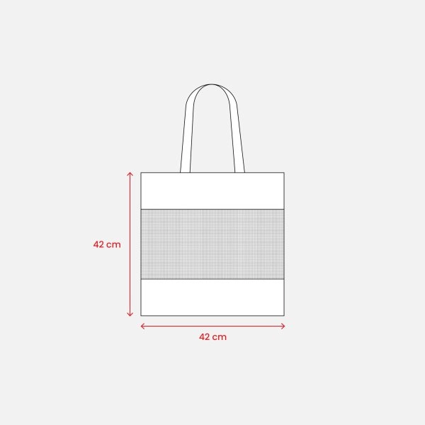 Immagine Shopper in cotone naturale da 135 g/m2 con rete, manici lunghi