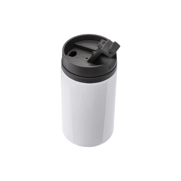 Immagine Tazza in metallo con interno, manico e tappo in plastica. Adatta per la stampa sublimatica