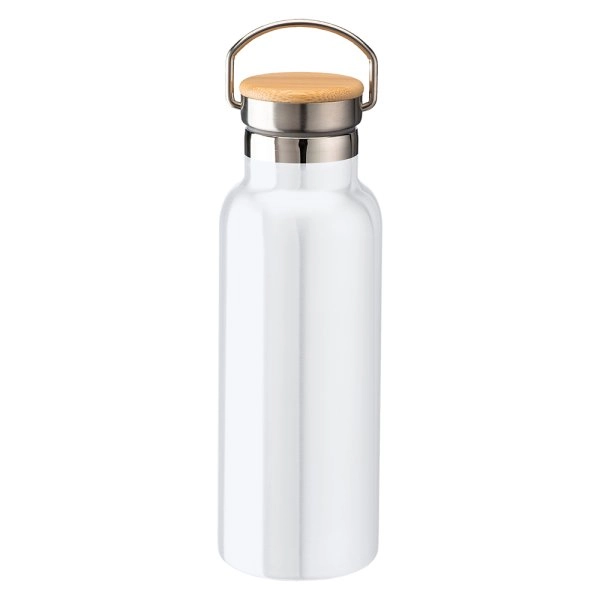 Thermos in acciaio inossidabile con doppia parete isolante con tappo in bambú