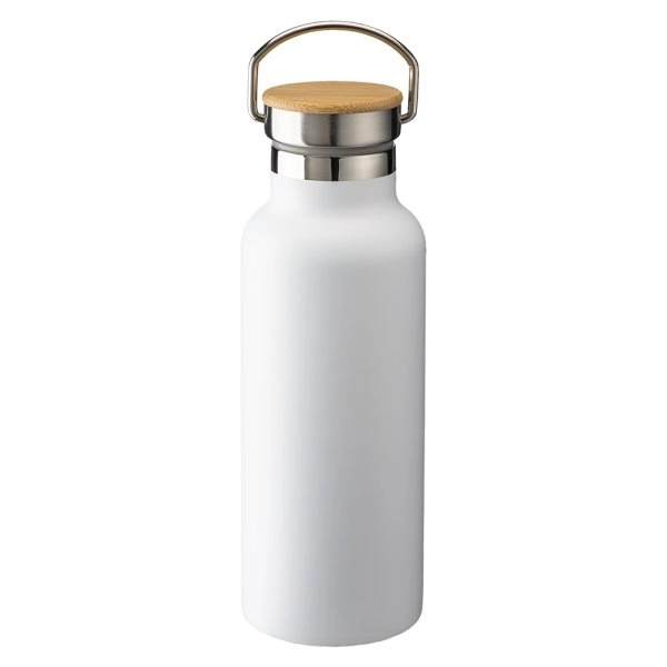 Immagine Thermos in acciaio inossidabile (500 ml) con doppia parete isolante e tappo in bambù