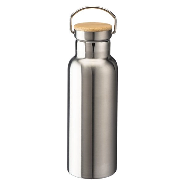 Immagine Thermos in acciaio inossidabile (500 ml) con doppia parete isolante e tappo in bambù