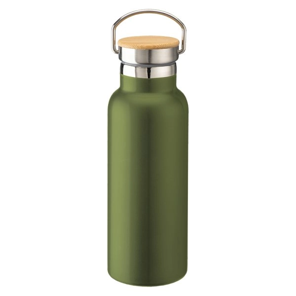 Thermos in acciaio inossidabile (500 ml) con doppia parete isolante e tappo in bambù