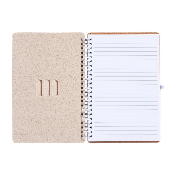 Immagine Quaderno ad anelli in sughero trasformabile in stand portacellulare.