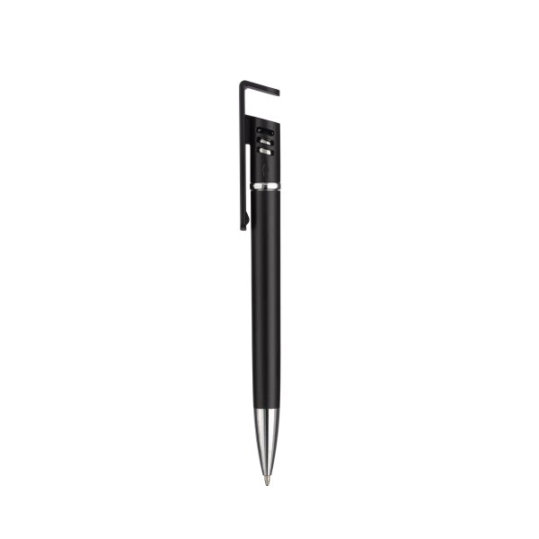 Immagine Penna twist in plastica con fusto metallizzato, stand portacellulare