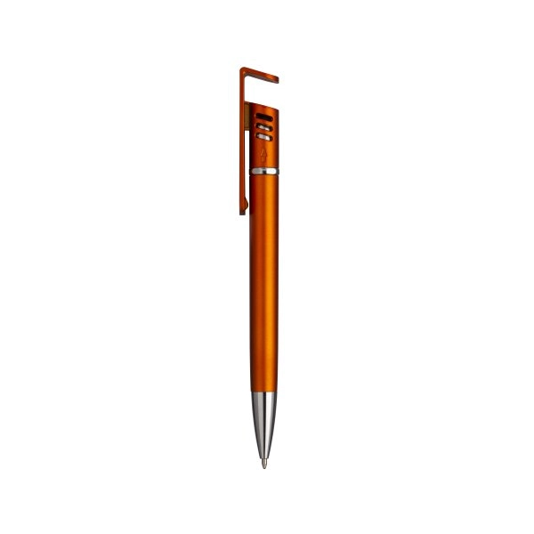 Immagine Penna twist in plastica con fusto metallizzato, stand portacellulare