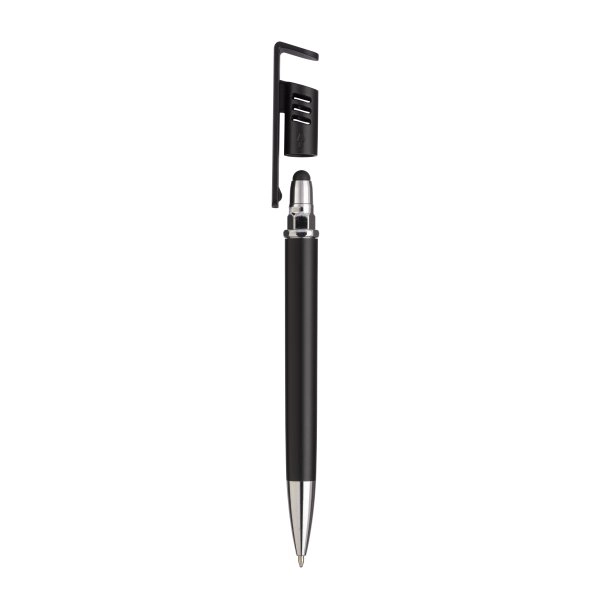 Immagine Penna twist in plastica con fusto metallizzato, stand portacellulare
