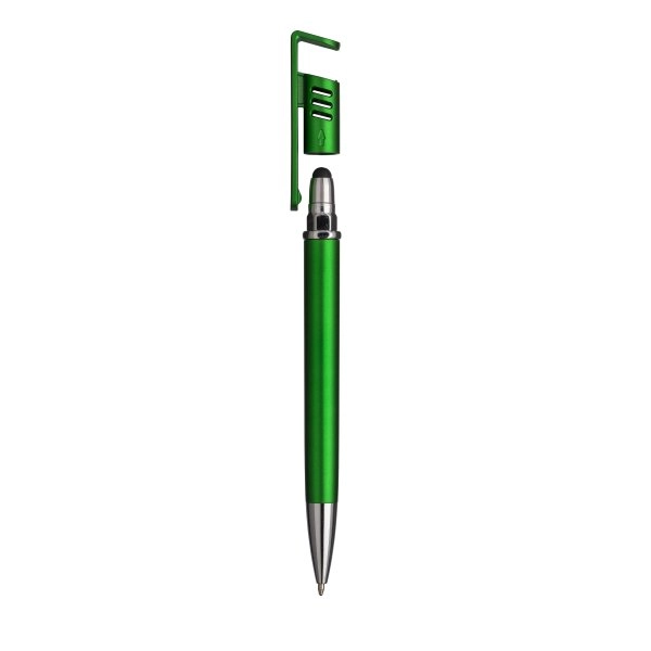 Immagine Penna twist in plastica con fusto metallizzato, stand portacellulare