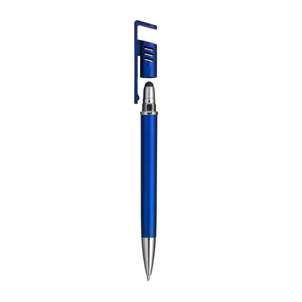 Immagine Penna twist in plastica con fusto metallizzato, stand portacellulare