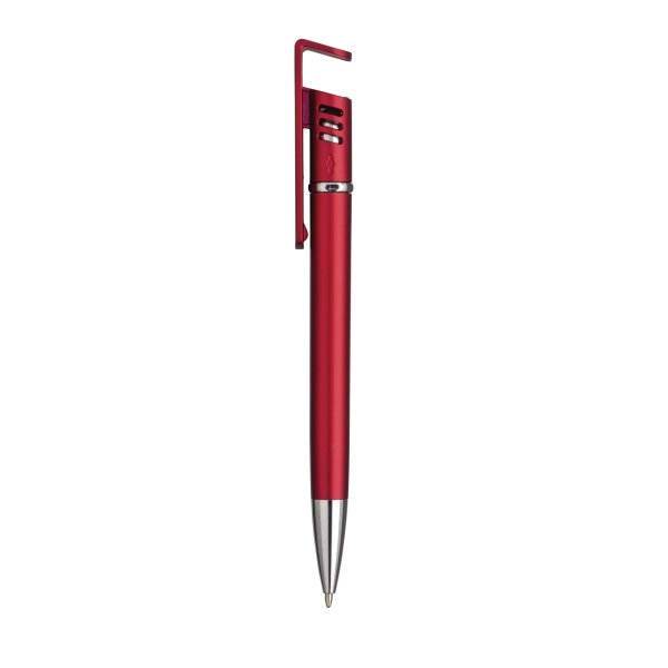 Immagine Penna twist in plastica con fusto metallizzato, stand portacellulare