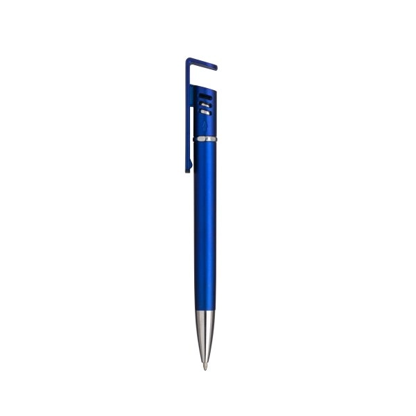 Immagine Penna twist in plastica con fusto metallizzato, stand portacellulare