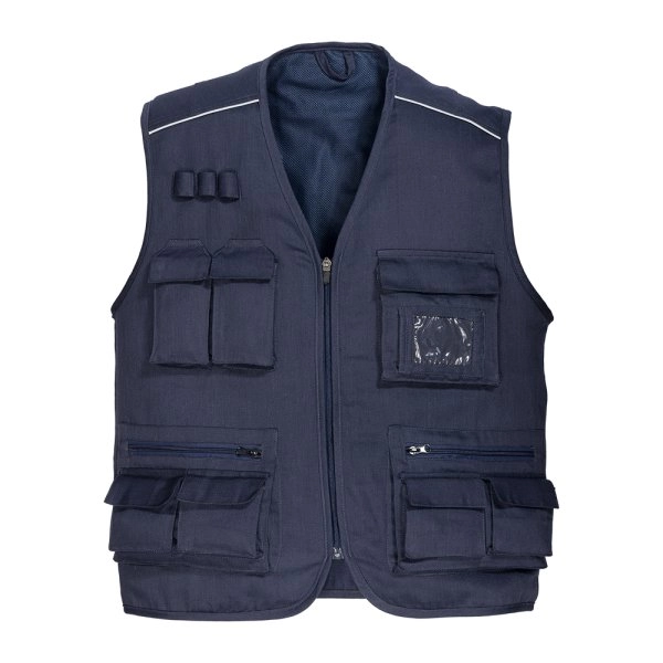Gilet multi tasche in polycotton, chiusura a zip, 5 tasche frontali