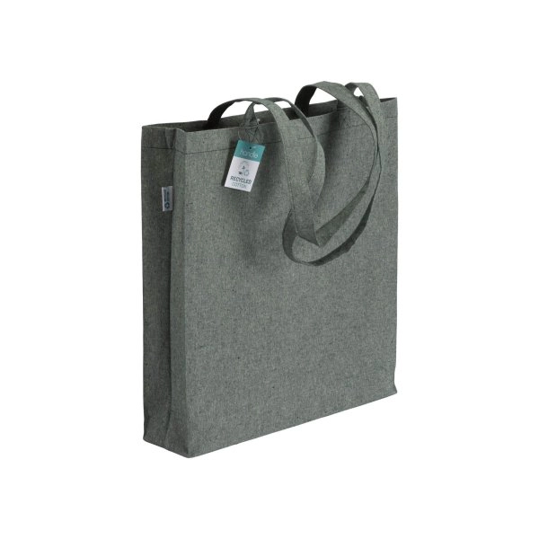Immagine Shopper in cotone riciclato 190 g/m2, manici lunghi e soffietto