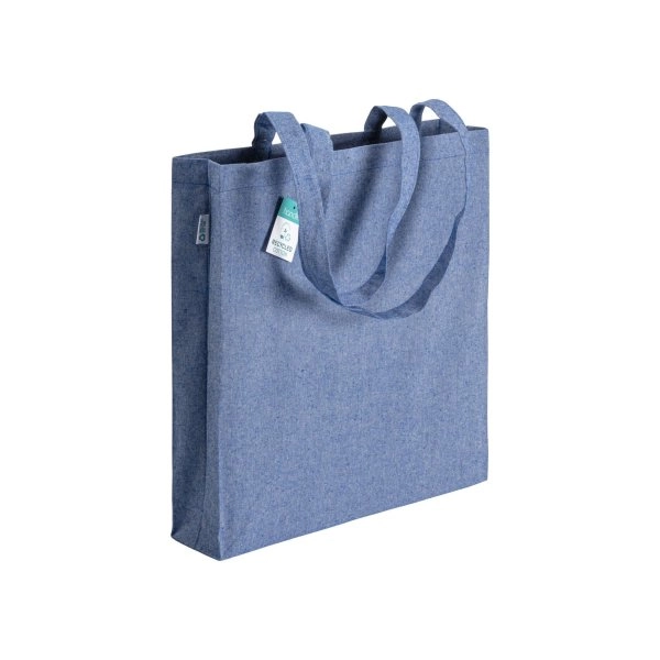 Immagine Shopper in cotone riciclato 190 g/m2, manici lunghi e soffietto