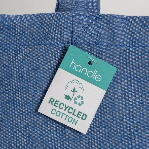 Immagine Shopper in cotone riciclato 190 g/m2, manici lunghi e soffietto