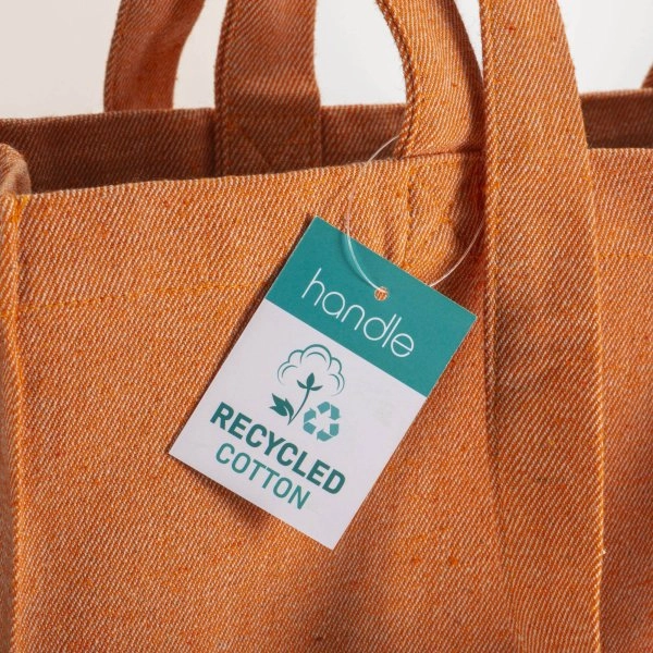 Immagine Shopper in cotone riciclato 280 g/m2, manici lunghi e soffietto