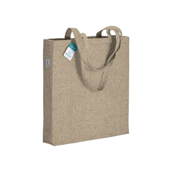 Shopper in cotone riciclato 280 g/m2, manici lunghi e soffietto