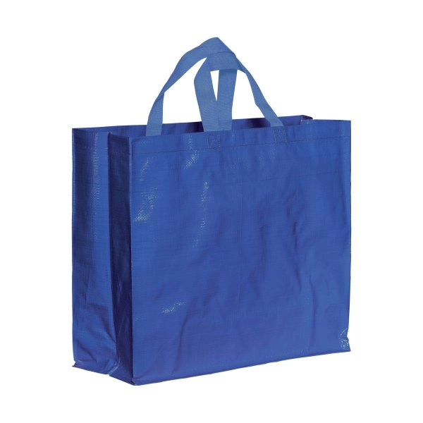 Shopper in PP riciclato laminato 120g/m2, manici corti e soffietto