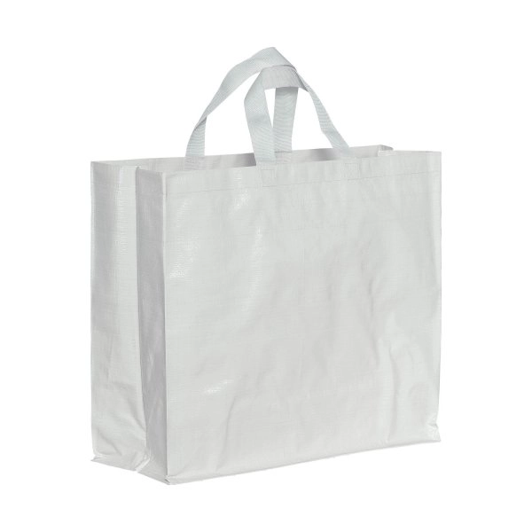 Immagine Shopper in PP riciclato laminato 120g/m2, manici corti e soffietto