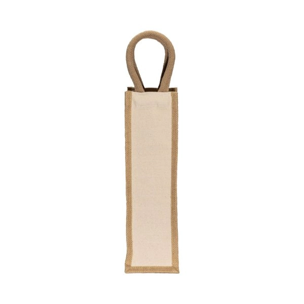 Immagine Borsa portabottiglia in juta e cotone da 280 gr/m2, con manici in corda