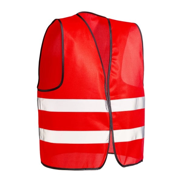 Immagine Gilet promozionale in poliestere con nastro riflettente e chiusura con velcro