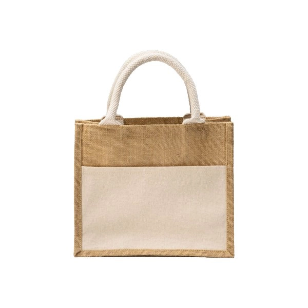 Immagine Mini borsa in juta con tasca e manici in cotone
