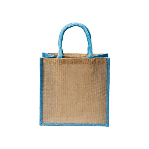 Immagine Mini borsa in juta con manici e inserti colorati