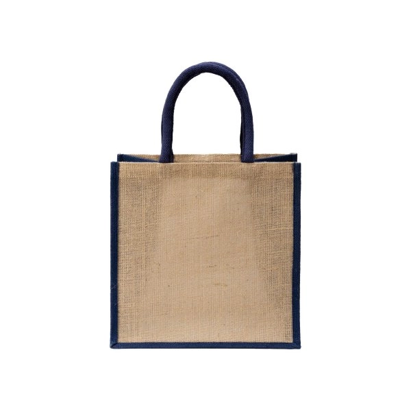 Immagine Mini borsa in juta con manici e inserti colorati