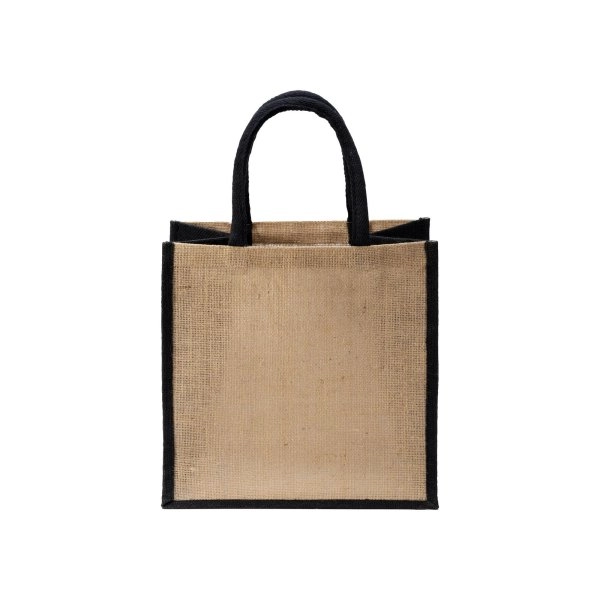 Immagine Mini borsa in juta con manici e inserti colorati