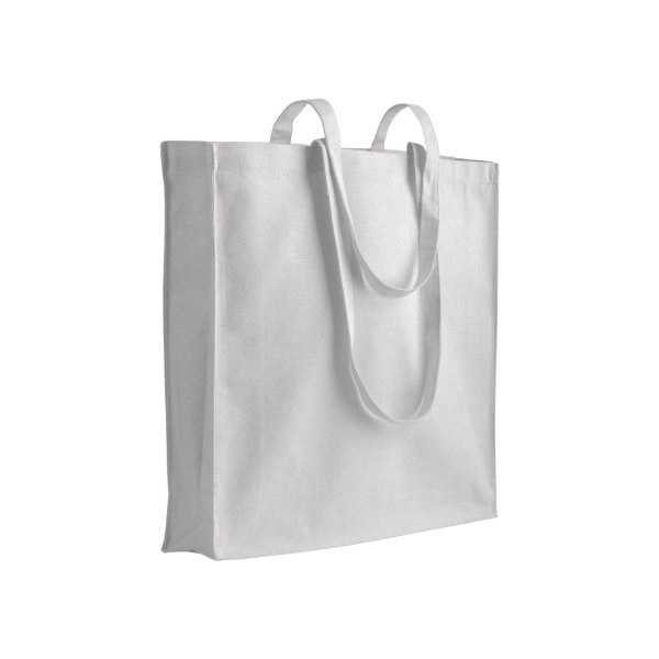 Immagine Shopper in cotone/poliestere riciclato 180 g/m2, manici lunghi e soffietto
