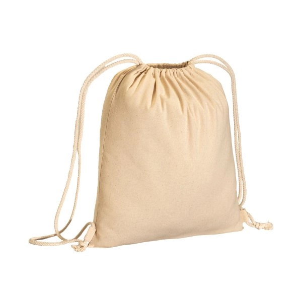 Zainetto in cotone 180 g/m2, con chiusura a strozzo