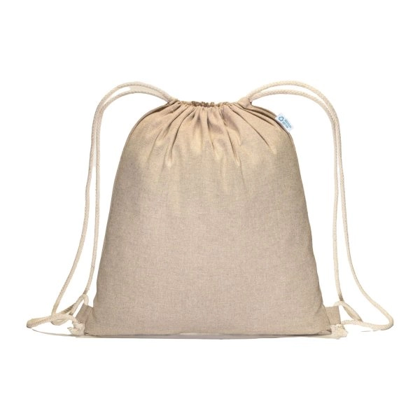 Immagine Zainetto in cotone riciclato effetto melange 180 g/m2 con chiusura a strozzo