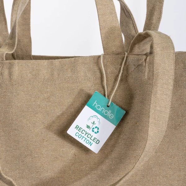 Immagine Shopper con soffietto alla base in cotone riciclato 280 g/m2, con doppi manici