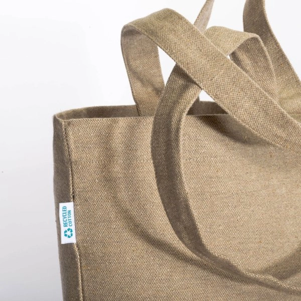 Immagine Shopper con soffietto alla base in cotone riciclato 280 g/m2, con doppi manici