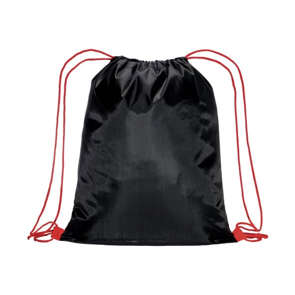 Immagine Zainetto nero in poliestere 210 T con chiusura a strozzo e cordini colorati