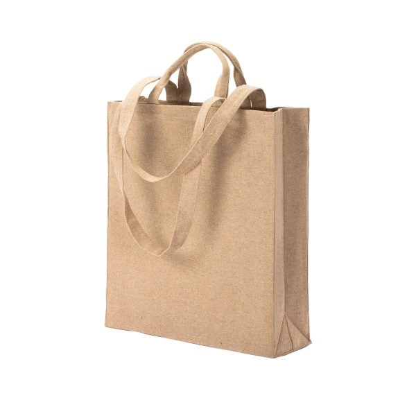 Shopper con soffietto in cotone riciclato 280 g/m2, con doppi manici.