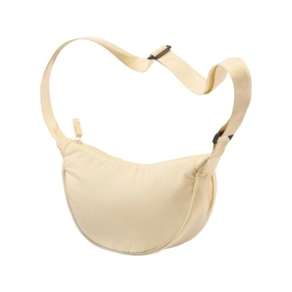 Immagine Borsa rotonda in nylon con tracolla regolabile, chiusura con zip