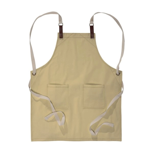 Grembiule da cucina in cotone 280 g/m2 con 2 tasche frontali, cinghie in PU regolabili.