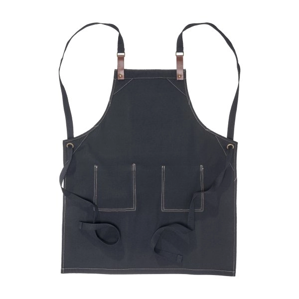 Immagine Grembiule da cucina in cotone 280 g/m2 con 2 tasche frontali, cinghie in PU regolabili.