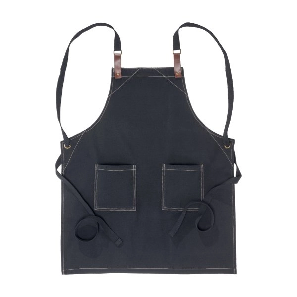 Immagine Grembiule da cucina in cotone 280 g/m2 con 2 tasche frontali, cinghie in PU regolabili.