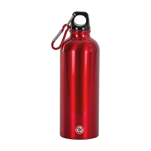 Immagine Borraccia in alluminio riciclato (500ml), con tappo in plastica e moschettone