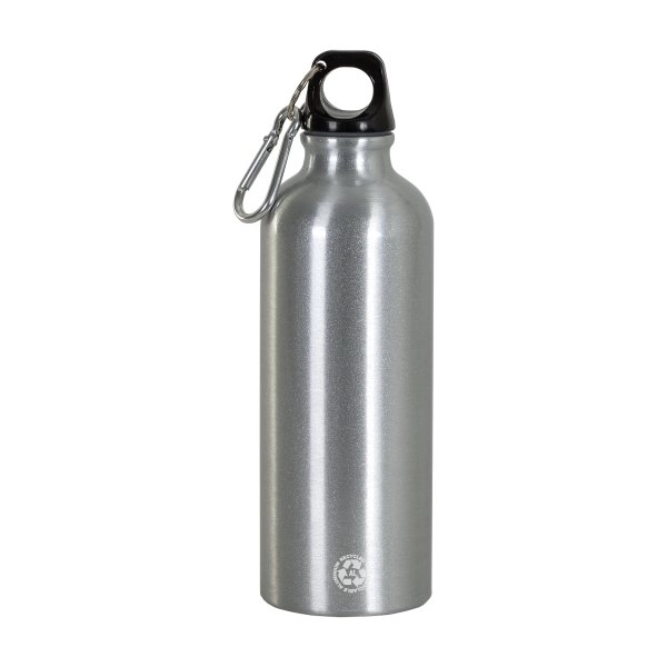 Immagine Borraccia in alluminio riciclato (500ml), con tappo in plastica e moschettone