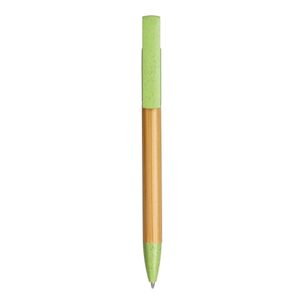 Penna twist in bambù e paglia di grano con stand porta cellulare
