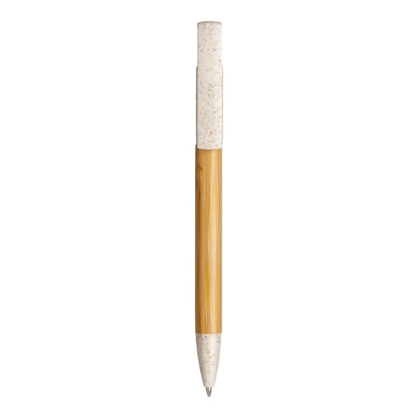 Immagine Penna twist in bambù e paglia di grano con stand porta cellulare