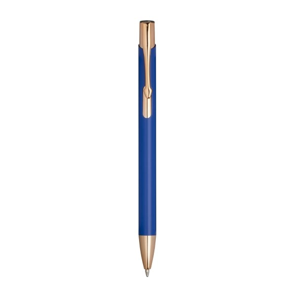 Penna a scatto in alluminio con particolari in metallo color oro rosa