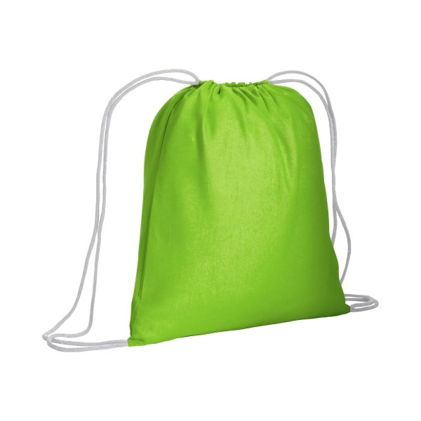 Zainetto in cotone da 120 g/m2, con chiusura a strozzo. È certificato OEKO-TEX®.