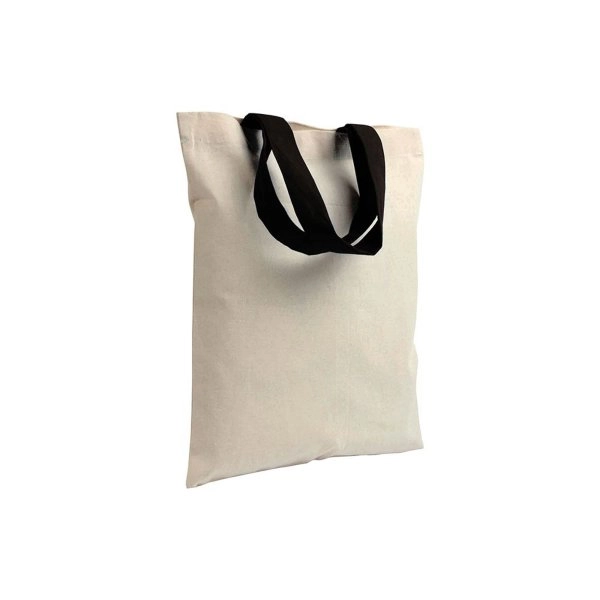 Immagine Mini borsa shopper in cotone riciclato da 140 g/m2 naturale con manici colorati