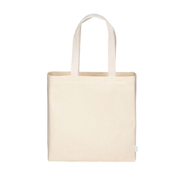 Immagine Maxi borsa shopper in cotone riciclato da 280 g/m2 naturale con manici colorati