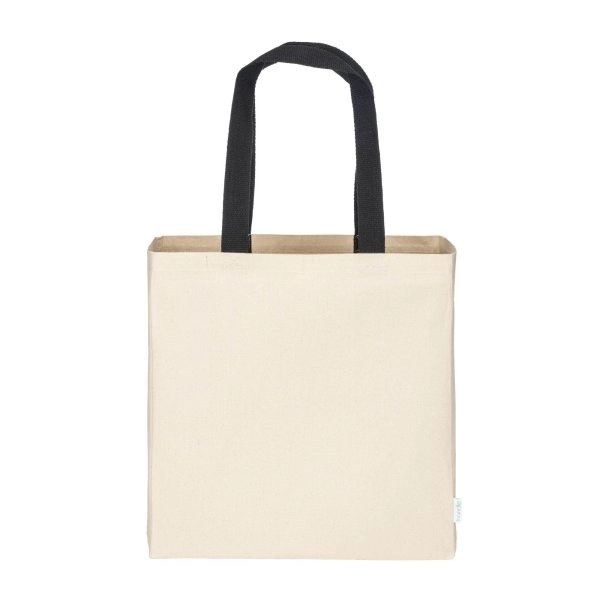 Immagine Maxi borsa shopper in cotone riciclato da 280 g/m2 naturale con manici colorati