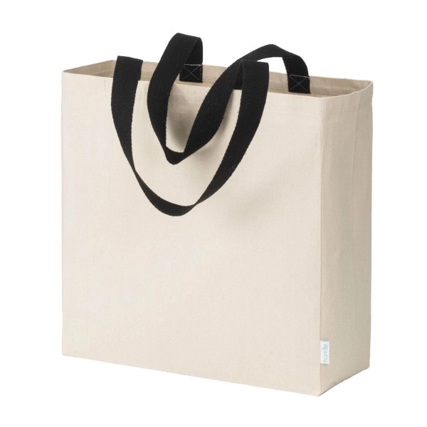 Immagine Maxi borsa shopper in cotone riciclato da 280 g/m2 naturale con manici colorati